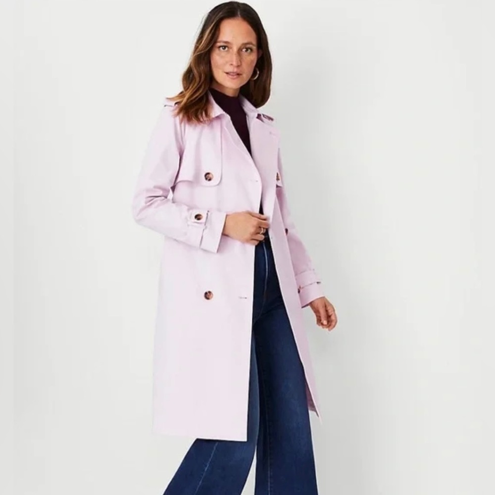 Ann Taylor Pastel Lilac Trench Coat Size Small Petite